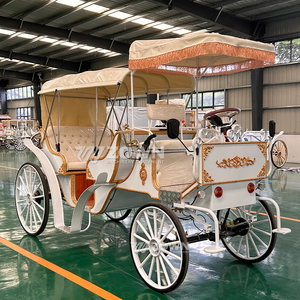 Charrette électrique à 4 roues, alimentée par batterie, style chariot de chevaux vintage, pour visites touristiques et événements de mariage - Product Image 2