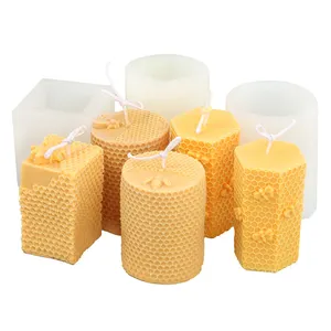 Ins Silicone Cylindrical Incense Candle Mould DIY Bee Honeycomb Hand Soap Gypsum Process Mold Moule Bougie Wax Making Supplies
