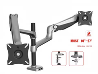 Support pour double écran, réglable, à ressort, support de bureau pivotant, support VESA, base de montage en acier allié, 75x75mm/100x100mm VESA 85, inclinaison