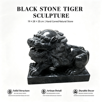 Statue de tigre en pierre bleue à finition antique, sculpture solide faite à la main, artisanat en pierre architecturale pour l'extérieur et les sites panoramiques