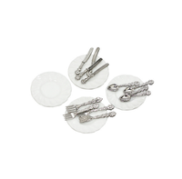 Lot de 12 pièces 1/6 1/12 pour maison de poupée, miniatures de simulation en résine, vaisselle Art Déco + décor de table de style occidental