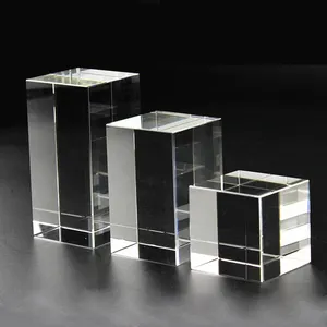 Papel biselado láser de grabado 3d, personalizado, transparente, de alta calidad, peso K9, Cubo de cristal blanco, venta al por mayor