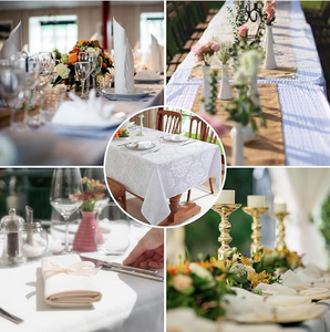 Nappe blanche en coton et polyester, lavable, infroissable, pour la maison, la salle à manger, la <span class=keywords><strong>cuisine</strong></span>, les fêtes - Product Image 6