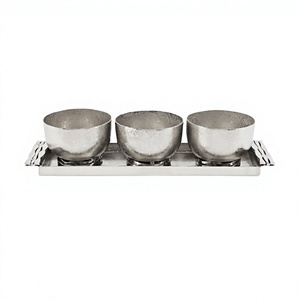 Design tendance en aluminium fruits secs bols de service forme ronde bols de taille personnalisée avec plateau à bas prix - Product Image 1