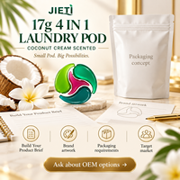 Kapsul Cuci Pakaian JIETI 17g 30pcs Aroma Krim Kelapa 4 in 1 Deterjen Pakaian OEM ODM Label Pribadi Kemasan Kustom