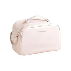 Grande ouverture pu sac cosmétique sac de rangement multifonctionnel sac de maquillage en cuir PU