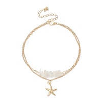 Tobillera de Moda con Cruz de Tortuga de Acero Inoxidable, Cadena para el Pie con Cuentas de Piedra Lunar Blanca Natural y Cristal Amarillo