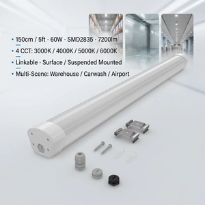 Luz LED Tri-Proof Impermeable IP67 de 5 pies, 60W, 7200lm, Resistente a Impactos IK10, Iluminación Industrial para Almacenes - Product Image 3