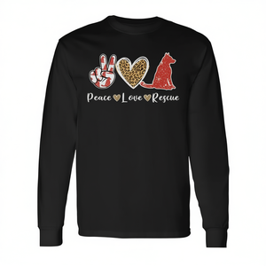 Camiseta de manga larga Peace Love Rescue Dog Lover, disfraz de mamá de cachorros - Product Image 2