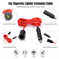 Câble d'extension allume-cigare de voiture en cuivre pur 16AWG OEM en gros, prise mâle-femelle avec fusible LED 12V 24V