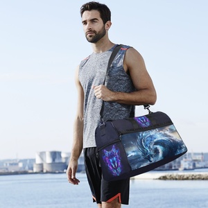 Custom Cool Wolf Lightweight Portable Duffel <b>Bag</b> Gym <b>Training</b> <b>Bag</b> Sneaker Packable Travel <b>Bag</b> With Adjustable Dividers - Product Image 5