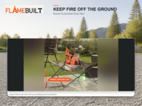 Brasero de camping portable FLAMEBUILT Série B en acier inoxydable avec cadre à ciseaux intégré SUS304 et lit suspendu SUS201 pour brûlage du bois