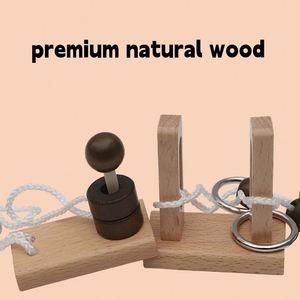 Kids Teen IQ Brain Teaser Game Untie Ring String <b>Puzzles</b> Creative Solution Classic Wooden Rope <b>Puzzle</b> - Product Image 4