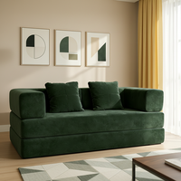 Sofá Cama Convertible Plegable de 2 Plazas, Moderno, de Tela de Pana, Envasado al Vacío Comprimido, con Diseño Confortable