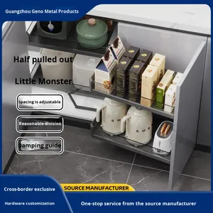 Tiroir de cuisine moderne à glissière semi-sortante, petit panier de rangement multifonctionnel pour armoire, idéal pour épices, snacks et rangement d'angle, réglable pour salle à manger - Product Image 3
