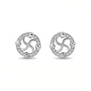 Orecchini a Perno Classici Placcati in Rodio con Incastonatura di Cristalli e Strass, Regalo Unisex, Accessorio di Moda - Product Image 1