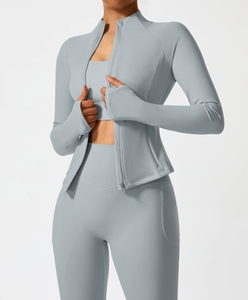 Custom logo Women's Sportswear Clothing <b>Workout</b> Leggings Gym Fitness Zipper up <b>Jacket</b>+leggingsTwo Piece Yoga Sets for Women - Product Image 5
