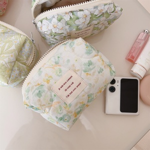 Magnate personalizable moda mujer maquillaje <span class=keywords><strong>flor</strong></span> Floral blanco cremallera barato a granel maquillaje Mini bolsas estuche de belleza y almacenamiento - Product Image 6