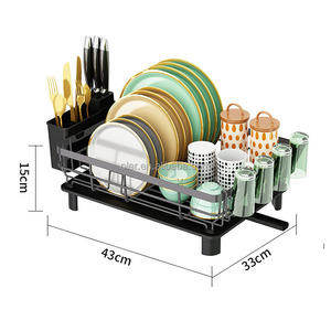 Lavabo de secado de platos, escurridor de platos con escurridor de cubiertos, encimera de cocina, estante para cubiertos y cuchillo, estante para platos - Product Image 6