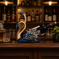 Artesanía de resina personalizada, soporte creativo para botella de vino, diseño de cisne, soporte para botella de cisne de resina hecho a mano