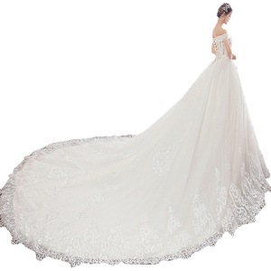 Hepburn French Style Floor Length Wedding Dress Princess Waistline Ball Gown Off Shoulder Sweetheart Neckline White Bridal Gown - Product Image 5