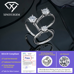 แหวนเพชรหมั้นเงินแท้ 925 ประดับเพชร VVS คุณภาพสูง สร้างในห้องปฏิบัติการ ได้รับการรับรองจาก IGI ดีไซน์ 4 กรงเล็บ สำหรับผู้หญิง - Product Image 4