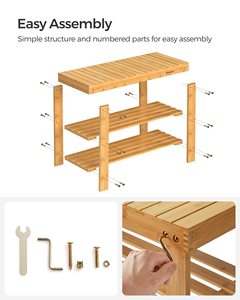 Bamboo Shoe Rack <strong>Bench</strong> for <strong>Hallway</strong> Living Room 3-Tier Bamboo Shoe Storage Organizer Wooden Shoe Shelf Bamboo Storage Holder - Product Image 3