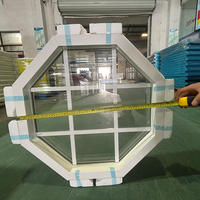 Ventana Fija Octogonal de Vinilo Blanco NFRC AAMA con Rejillas Decorativas, Ventana de Forma Geométrica de Bajo Consumo para Hogar y Comercios