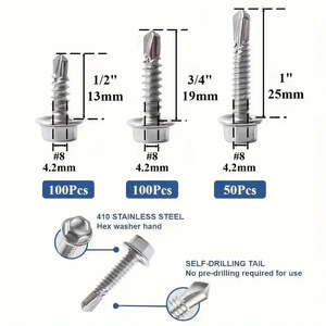 Stainless Steel Hexagon Head Tapping Screws 250pcs Metric Class 12.9 For Metal <b>Fastening</b> - Product Image 3