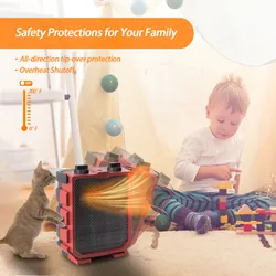 1500w/750w फास्ट हीटिंग सुरक्षा दूध घर उपयोगिता स्थान प्रशंसक हैंडल के साथ पोर्टेबल मिनी इलेक्ट्रिक गैरेज हीटर - Product Image 4