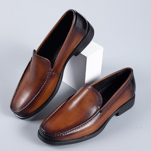 Chaussures en cuir pour hommes, style nouveau, respirantes, à bout carré tridimensionnel, formelles, chaussures en cuir brillant, chaussures à la mode - Product Image 6