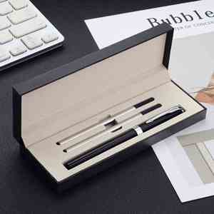 Cadeau d'affaires de luxe, stylos à gel vintage haut de gamme uniques et personnalisables en bois, kit personnalisé, boîte personnalisée, non effaçables, encre noire - Product Image 4