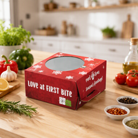 Boîte cadeau de Noël en carton ondulé rouge personnalisée avec poignée et fenêtre pour cadeaux de fêtes