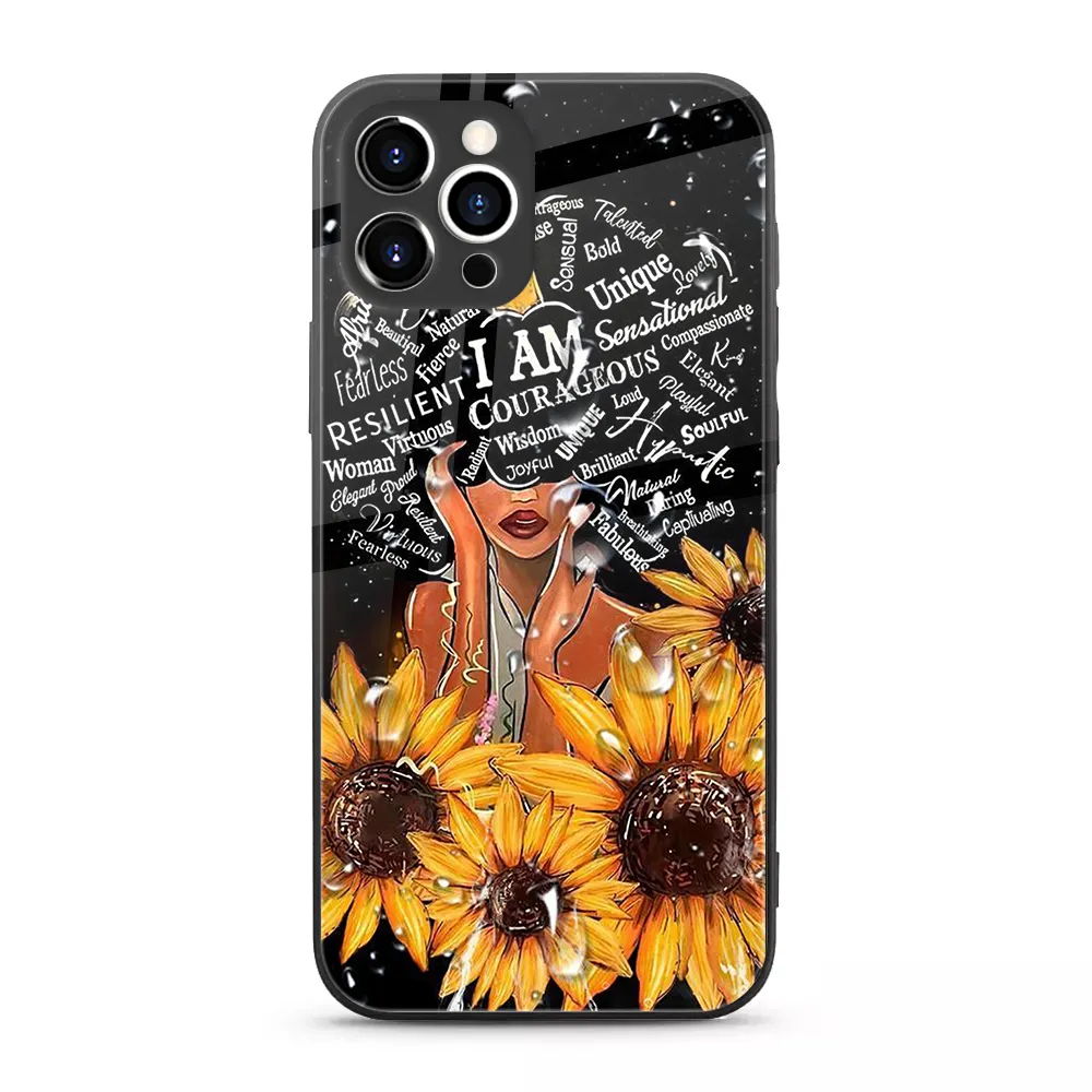 Самый популярный товар, дизайнерский стеклянный чехол для телефона с изображением королевы афро меланина черного цвета для девушек, чехол для Iphone Se2020 14 pro Max