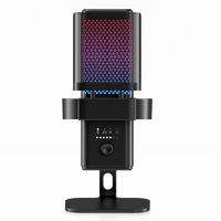 Mikrofon USB Kardioid RGB dengan Kontrol Volume untuk Gaming, Rekaman Studio, Streaming YouTube, Pengajaran, Kompatibel dengan PC