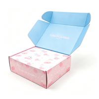 Boîte d'expédition en carton ondulé personnalisée avec motif cerise mignon, logo en feuille d'or, boîte rose pour l'emballage de cadeaux, de cosmétiques et de vêtements