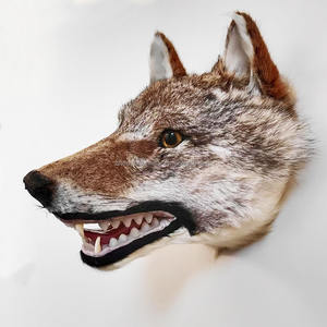 Cabeza de <span class=keywords><strong>lobo</strong></span> realista, montaje en pared, decoración gótica para el hogar, dientes feroces, Interior de lujo para Halloween, Navidad, Diwali, piel sintética, taxidermia - Product Image 5