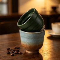 Tasses en grès de style minimaliste sans anse, multicolores rustiques, pour café, vaisselle, thé de l'après-midi et coffret cadeau