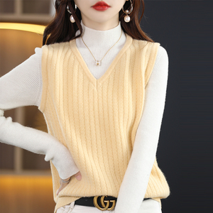 <span class=keywords><strong>Gilet</strong></span> pour <span class=keywords><strong>femme</strong></span> en cachemire de haute qualité le plus vendu personnalisé avec <span class=keywords><strong>gilet</strong></span> pull en cachemire tricoté à col en V sans manches - Product Image 4