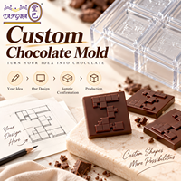 Moule à chocolat carré géométrique personnalisé Tangba en polycarbonate, moule à praline 3D texturé en relief, pour chocolatier, confiserie, pâtisserie