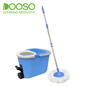 Larger Bucket with Extended Long Mops Easy Wring Microfiber Spin Mop Floor Cleaning System
