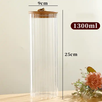 Vente chaude Cuisine Stockage Bocaux En Verre Ensemble Verre Conteneur De Stockage Des Aliments Bocaux Ensemble avec Bambou En Bois Couvercles pour Le Stockage