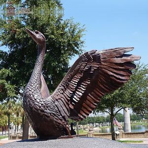 屋外金属アンティークペアカップルブラックキャストブロンズスワン彫刻像 - Product Image 3