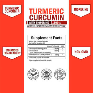 Cúrcuma con Curcumina y Bioperina 1500mg OEM/ODM, Cápsulas para el Soporte de las Articulaciones, Respuesta Inflamatoria y Bioamabilidad Mejorada - Product Image 5