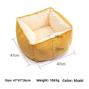 Всесезонная универсальная кровать для кошек и собак маленького и среднего размера, складная квадратная покрытая мехом кровать для глубокого сна - Product Image 6