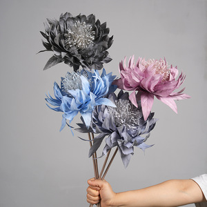 Arreglo Floral Artificial de Flores de Emperador, en Tonos Rosa, Morado, Grisáceo, Azul Claro y Azul Niebla, Pétalos de PVC, Planta Completa, Decoración de Interiores - Product Image 1