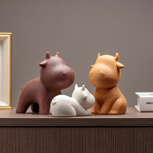 Cute Cow <b>Family</b> <b>Ornament</b> Wabi Sabi Style Ceramic Decor For Living Room Entrance Hall New Home Auspicious Healing Comforting - Product Image 5