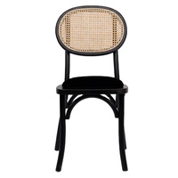 Chaise de salle à manger en bois massif de style rustique moderne pour l'extérieur/l'intérieur, idéale pour les mariages, les banquets, les hôtels, avec dossier en rotin croisé