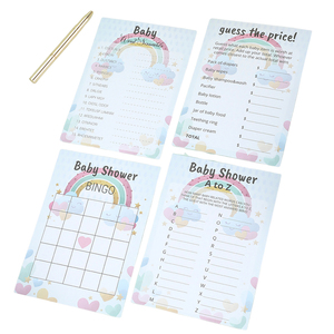 100 pièces 4 activités de jeu cartes de jeux de douche de bébé comprend bébé Bingo, devinez qui, le prix de bébé est correct, jeu de brouillage de mots - Product Image 1