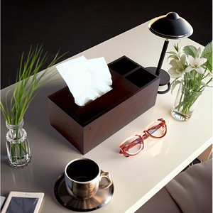 Boîte à mouchoirs en bois noir couleur bois naturel pour salon, table basse, voiture, salle de bain, mouchoirs à tirer - Product Image 1